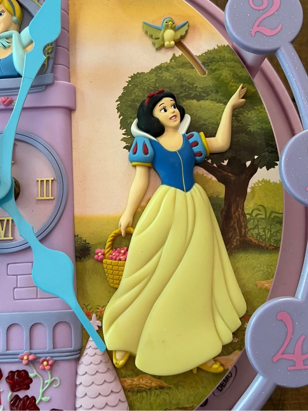 Vintage Disney Princess Clock — Lavender & Pink with sound and movement hourly